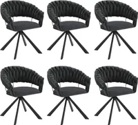EUGAD 6er Set Esszimmerstühle drehbar, Polsterstuhl, Metall, dunkelgrau