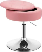 GOPLUS Schminkhocker drehbar mit Stauraum, Ottomane mit Deckel, Drehhocker höhenverstellbar 51-56cm für Wohnzimmer & Schlafzimmer