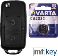 Autoschlüssel Funk Fernbedienung Austausch Gehäuse mit 2 Tasten + HAA / HU66 Rohling + Batterie kompatibel mit VW Golf Bora Sharan T5 Skoda Fabia Octavia