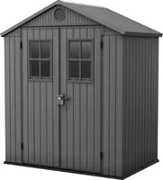 Keter Darwin 64 Gartenhaus mit Fenster - 190x122x221cm - Satteldach - Kunststoff - Grau - Holzoptik