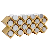 Intirilife Gewürzregal Set aus Bambus Gewürzständer mit 18 Gewürzgläsern - 43 x 9.5 x 18 cm - Praktische Aufbewahrung Halter Organizer für Gewürze mit Beschriftungsetiketten Tischregal Küchenregal