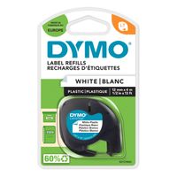 DYMO Original LetraTag Etikettenband | 12 mm x 4 m |schwarz auf weiß | selbstklebendes Kunststoff Schriftband | für LetraTag-Beschriftungsgerät