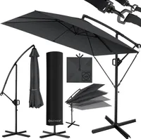 KESSER® Ampelschirm Holly Sonnenschirm Rechteckig mit und ohne LED Solar inkl. Abdeckung + Windsicherung mit Kurbel | Kurbel-Schirm mit Ständer UV-Schutz Aluminium Wasserabweisend Ø350cm Gartenschirm