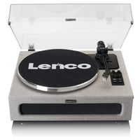 Lenco LS-440 - Plattenspieler 4 eingebaute Lautsprecher - 40 Watt RMS - Bluetooth® 5.0 - Riemenantrieb - Pitch Control Stoffbezug Grau