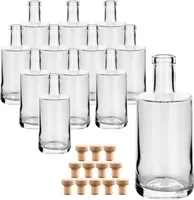 gouveo 12er Set Glasflaschen 250 ml Prim mit Korken (HGK) - Kleine Flaschen 0,25 l aus hochwertigem Glas mit Korken - Glasflasche mit Korkverschluss