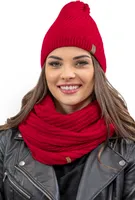 Vivisence damen beanie wintermütze und loop schal set warm kopfbedeckung und halsbedeckung an winter und herbst warm dick, winterset für frauen, hergestellt in der eu, rot, einheitsgröße
