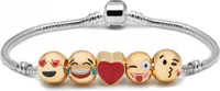 Vergoldetes Armband mit 5 Anhängern - Emoticons