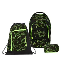 Satch Pack Green Supreme Schulrucksack Set 3tlg.