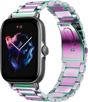 Strap-it Stahlarmband - Kompatibel mit Amazfit GTS 3 Armband Ersatzarmband Edelstahl - Gliederarmband mit Faltschließe - Hochwertiges Material - für Smartwatch 20mm Armband Bunt