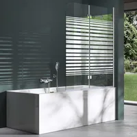 Mai & Mai Duschwand für Badewanne Faltwand 180° Sicherheitsglas mit NANO-Versiegelung 120x140cm Duschabtrennung Badewannenaufsatz teilsatiniert