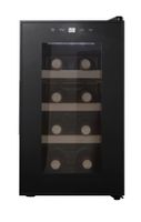 CAVIN Freistehender Weinkühlschrank - Northern Collection 8 Black | Peltiertechnologie | Kapazität 8 Flaschen | 5 bis 18°C | Glastür mit UV-Schutz | Holzregale | Kleiner schwarzer Kühlschrank | Leise mit 35 dB