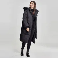 Urban Classics Płaszcz puchowy damski oversize ze sztucznego futra blk/blk - L