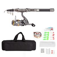 Teleskop-Angelrute und Rolle Combo Full Kit Spinning Fishing Reel Gear Organizer Pole Set mit 100 m Angelschnur lockt Haken Jigkopf und Angel-Tragetasche Angelzubehoer