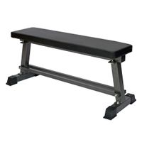 Ławka płaska Wiltec 1050 x 380 x 460 mm ze stojakiem na hantle i podkładką, ławka do ćwiczeń siłowych do 300 kg, ławka treningowa fitness