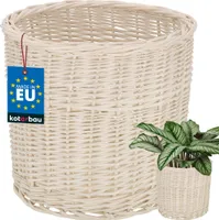 KOTARBAU® Weidenkorb zum Bepflanzen Weiß Höhe 23 cm ⌀ 25 cm Übertopf Korb aus Weide Pflanzkorb geflochten Pflanzkörbe Outdoor Korbübertöpfe für Balkon Blumentopf geflochten