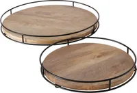 Boltze Tablett Opura 2er Set Serviertablett Mango Holz Holzteller für Dekoration