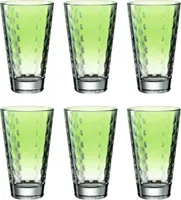 Leonardo Optic Trink-Gläser 6er Set, spülmaschinenfeste Longdrink-Gläser, bunte Trink-Becher aus Glas, Getränke-Set, grün, 300 ml, 025904