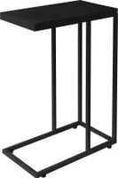ML-Design Beistelltisch in C-Form, Schwarz, Metallgestell & Holzplatte, unters Sofa, Industrie-Design
