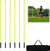 LARS360 180cm slalomové tyče Futbalové výcvikové príslušenstvo 6ks Set prekážkové tyče so zemným hrotom a prepravnou taškou Skákacie agility tyče pre slalomový futbalový výcvikový set pre psov