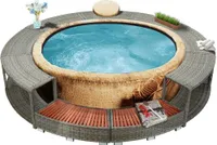 Whirlpool-Umrandung Grau Poly Rattan , Gartenduschen Design 2024