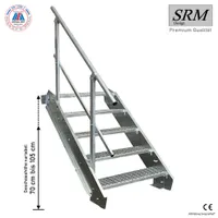 5 Stufen Stahltreppe einseitig. Geländer Breite 160 cm  Geschosshöhe 70-105cm