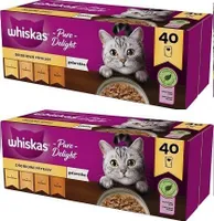 WHISKAS Adult 1+ Pure Delight Katzennassfutter 80 Portionsbeutel à 85g (2-er Pack) Geflügel Ragout in Gelee