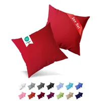 2er Pack Kissenbezug Kissenhülle 40x40 cm Jersey Uni Baumwolle Rot