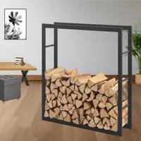 STADO | Kaminholzregal | Metall | Schwarz | 100x150x25cm | Brennholzregal | Feuerholzregal | Kaminholzhalter | Stapelhilfe | Innen- und Außenbereich