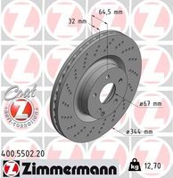 2x ZIMMERMANN Bremsscheibe 400.5502.20 64mm 12 7kg 344mm