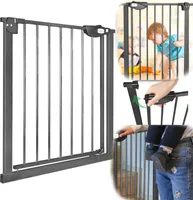 YARDIN zábrana na schody, dvojitý zámok, extra bezpečná kovová zábrana na dvere, čierna, 75-85 cm, zábrana na dvere | 90° doraz | automatické zatváranie