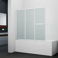 MARWELL White Vital parawan nawannowy sk?adany chrom - 3-skrzyd?owy, 145x140cm - tworzywo sztuczne matowe w kolorze bia?ym - kabina prysznicowa z uchwytem na r?cznik