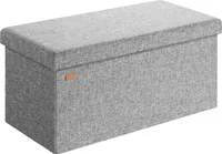 CASARIA® Sitzbank mit Stauraum Faltbar Grau 80x40x40cm Gepolstert Deckel Leinen - Optik Schlafzimmer Wohnzimmer Flur Sitztruhe Truhenbank Polsterbank
