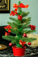 LED Weihnachtsbaum mit Dekoration,  rot,  ca. 45cm