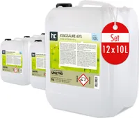 10 Liter hochprozentige Essigsäure 60% zur Entkalkung und Reinigung auch für den Haushaltsgebrauch geeignet