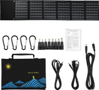 6-krotny składany panel słoneczny 50 W, podwójne wyjście USB + DC, ładowarka słoneczna, przenośna, składana, ładowarka słoneczna, przenośne zasilanie do użytku na zewnątrz, do wędrówek na świeżym powietrzu, wspinaczki, biwakowania, pikniku