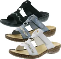 Rieker 60888 Damen Pantoletten Clogs Klettverschluss, Größe:39 EU, Farbe:Weiß