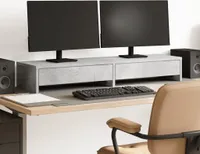 vidaXL Podstawa pod monitor z szufladami betonowa szara 100x27x15 cm