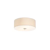 QAZQA - Modern Ländliche Deckenleuchte I Deckenlampe I Lampe I Leuchte Creme 30 cm - Drum mit Schirm JuteI 2-flammig I Wohnzimmer I Schlafzimmer - Textil Rund - LED geeignet E27