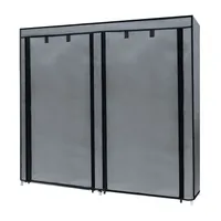 Intirilife Faltschrank 116,5x30x114 cm in ASCH GRAU - Mit Reißverschluss Stoffschrank Kleiderschrank Schuhregal Sideboard mit 12 Ablagefächern - Camping Steckschrank Textil Garderobe