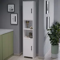 Hochschrank 'Rautrina' Badezimmerschrank mit 2 Türen und 6 Fächern 180 x 35 x 30 cm Weiß