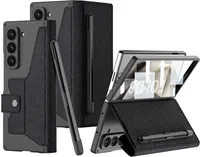 Pouzdro pro Samsung Galaxy Z Fold 6 Průhledné galvanizované kryt s ochranou displeje, držákem na pero, ochranou objektivu a stojánkem Lčerné