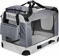 CADOCA® Hundebox XXL 90x60x66cm faltbar atmungsaktiv robust Hundetransportbox Transporttasche Haustiertransportbox Hundetragetasche Grau