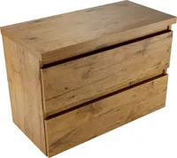 Paplinskioebel Bad-Hängeschrank, Schrank 80 x 51,5 x 40 cm unter Waschbecken mit Aufsatz, Schrank mit zwei Schubladen, Eiche lancelot, matt