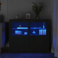 vidaXL Szafki boczne z oświetleniem LED 2 szt. czarny materiał drewnopochodny