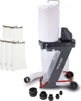 Practixx Absauganlage PX-AS-550 Werkstattsauger | 5 Säcke & 4 Adapter | 1150 m³/h | 900 PA |  75L | Filterfläche 1 m² | 2m Schlauch & Fahrvorrichtung