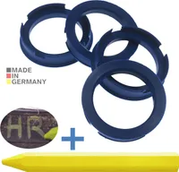 4X Zentrierringe 72,6 x 56,1 mm Blau Felgen Ringe + 1x Reifen Kreide Fett Stift