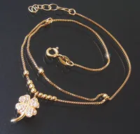 Fußkette Fuß Kette 925 Silber Gold 24-27cm Kleeblatt Zirkonia 23212G-27