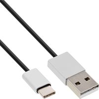 InLine® USB 2.0 Kabel, USB-C Stecker an A Stecker, schwarz/Alu, flexibel, 5m