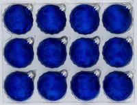 12 tlg. Glas-Weihnachtskugeln Set in "Ice Royal Blau" Eislack