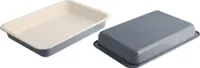 Zenker Grill- und Ofenform Emaille (40 x 5,5 x 29 cm) SPECIAL COOKING, rechteckige Auflaufform mit Emaille-Versiegelung, Bräterform für Braten & saftige Aufläufe (Farbe: Creme/Grau)